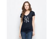 New York Yankees 47 Brand Women V Neck Navy Scrum Classic T Shirt L