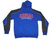 Kansas Jayhawks Colosseum Blue Gray Embroidered Logos Hoodie Sweatshirt L