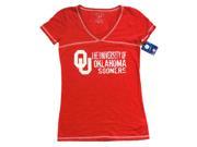 Oklahoma Sooners Blue 84 Women Red White Transparent V Neck T Shirt L