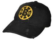 Boston Bruins Retro Brand Black Worn Vintage Style Flexfit Hat Cap S M