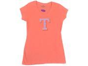 Texas Rangers SAAG Women Neon Orange Sequin T Soft Cotton V Neck T Shirt L