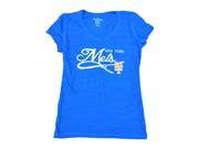 New York Mets SAAG Women Royal Blue Lightweight Tri Blend V Neck T Shirt L