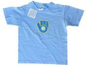 Milwaukee Brewers SAAG Youth Boys Sky Blue Glove Logo Short Sleeve T Shirt M
