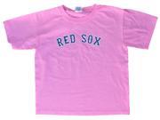 Boston Red Sox SAAG Youth Girls Light Pink Soft Cotton Short Sleeve T Shirt M