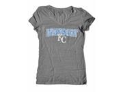 Kansas City Royals SAAG Women Gray Sequin Tri Blend V Neck T Shirt XL