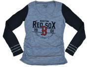 Boston Red Sox SAAG Women Maternity Gray Navy Tri Blend Long Sleeve T Shirt XL