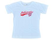 Washington Nationals SAAG Women White Red Logo Soft Cotton T Shirt M