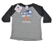 New York Mets SAAG Toddler Gray Two Tone 3 4 Sleeve Hit Me a Foul T Shirt 2T