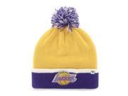 Los Angeles Lakers 47 Brand Yellow Purple Baraka Retro 1967 Poof Beanie Hat Cap