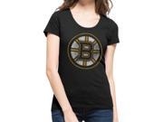Boston Bruins 47 Brand Women Jet Black Scoop Neck Scrum T Shirt L