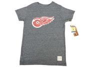 Detroit Red Wings Retro Brand Gray Tri Blend Distressed Logo SS T Shirt M