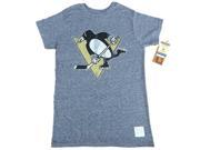 Pittsburgh Penguins Retro Brand Gray Tri Blend Distressed Logo SS T Shirt XL