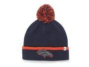Denver Broncos 47 Brand Navy Orange Baraka Knit Cuffed Poofball Beanie Hat Cap