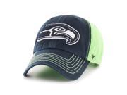 Seattle Seahawks 47 Brand Navy Lime Green Slot Back Clean Up Slouch Hat Cap