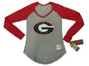 Georgia Bulldogs Retro Brand Women Red Two Tone V Neck Long Sleeve T Shirt M