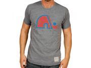 Quebec Nordiques Retro Brand Gray Red Vintage Style NHL T Shirt S
