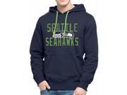 Seattle Seahawks 47 Brand Navy Cross Check Pullover Hoodie Sweatshirt L