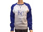Kansas City Royals SAAG Women Gray Blue Pullover Fleece Crew Sweatshirt S