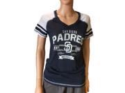 San Diego Padres SAAG Women Navy Light Baseball Tri Blend V Neck T Shirt M
