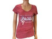 Philadelphia Phillies SAAG Women Red Loose Soft Baseball V Neck T Shirt M