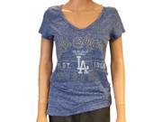 Los Angeles Dodgers SAAG Women Blue Loose Soft Baseball V Neck T Shirt M