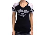 Chicago White Sox SAAG Women Black Light Baseball Tri Blend V Neck T Shirt XL