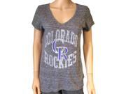 Colorado Rockies SAAG Women Gray Loose Soft Baseball V Neck T Shirt L