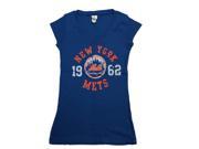 New York Mets SAAG Blue WOMENS 1962 Baseball SS V Neck Style T Shirt M