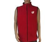 Wisconsin Badgers Colosseum Red Gray Full Zip Up Fleece Sleeveless Vest L