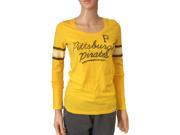 Pittsburgh Pirates 47 Brand WOMENS Yellow Scoop Neck Long Sleeve T Shirt S