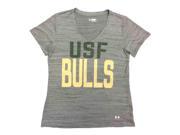 South Florida Bulls Under Armour WOMENS Gray Short Sleeve V Neck T Shirt M