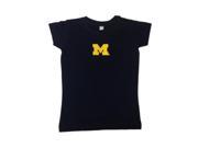 Michigan Wolverines TFA Toddler Girls Navy Long Length Cotton T Shirt 4T