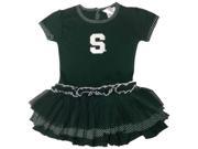 Michigan State Spartans Toddler Girls Green Polka Dot One Piece Tutu Dress 4T