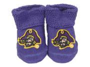 East Carolina Pirates Two Feet Ahead Infant Baby Newborn Purple Socks Booties