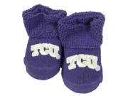 TCU Horned Frogs Two Feet Ahead Infant Baby Newborn Purple White Socks Booties
