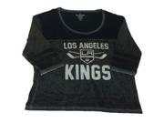LA Kings SAAG WOMENS Charcoal Gray Black 3 4 Sleeve Scoop Neck T Shirt M