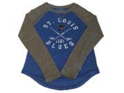 St. Louis Blues SAAG WOMENS Blue Gray Burnout LS Crew Neck T Shirt S