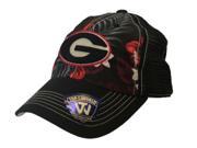 Georgia Bulldogs TOW Black with Tropical Style Pattern Mesh Adjustable Hat Cap