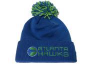 Atlanta Hawks Adidas Blue Cuffed Skull Beanie Hat Cap with Large Poof Ball