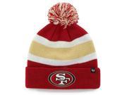 San Francisco 49ers 47 Brand Tri Tone Breakaway Cuffed Beanie Poofball Hat Cap