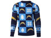 San Diego Chargers NFL FC Light Blue Navy Knit Patches Ugly Sweater M