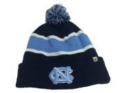 North Carolina Tar Heels TOW Blue Navy Striped Cuffed Beanie Hat Cap with Poof