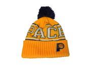 Indiana Pacers Adidas Yellow Acrylic Knit Pacers Cuffed Beanie Hat Cap w Poof