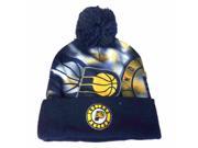 Indiana Pacers Adidas Navy Gradient Pattern Cuffed Beanie Hat Cap with Poof