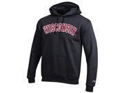 Wisconsin Badgers Champion Black Powerblend Fleece Hoodie Sweatshirt 2XL
