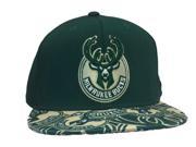 Milwaukee Bucks Adidas Green Repetitive Logo Snapback Flat Bill Hat Cap
