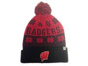 Wisconsin Badgers TOW Black Subarctic Snowflake Poofball Cuffed Hat Cap Beanie