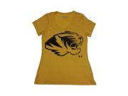 Missouri Tigers Under Armour Heatgear Semi Fitted WOMEN Yellow V Neck T Shirt L
