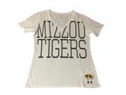 Missouri Tigers Under Armour WOMENS Ultra Soft White SS V Neck T Shirt S
