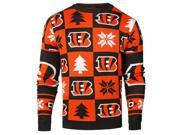 Cincinnati Bengals NFL FC Orange Black Knit Patches Ugly Sweater L